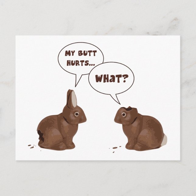 Cartes Pour Fêtes Annuelles Chocolat lapins lapins de Pâques, mais mal (Devant)
