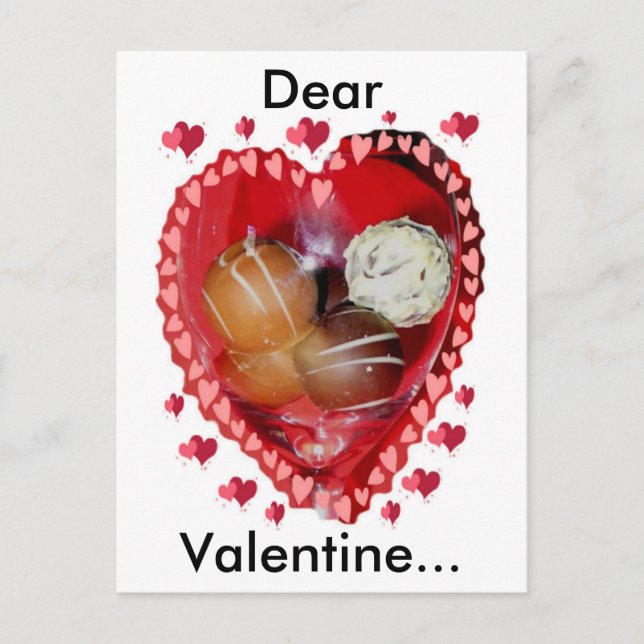 Cartes Pour Fêtes Annuelles Chocolat Valentin en verre avec coeur (Devant)