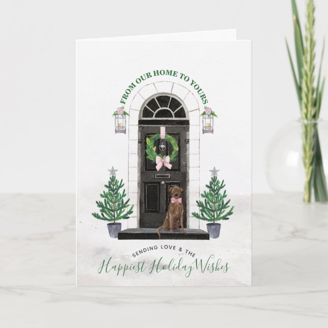 Cartes Pour Fêtes Annuelles Chocolate Lab Labrador Retriever Holiday Salutatio (Devant)
