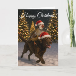 Cartes Pour Fêtes Annuelles Chocolate  Labrador & Partridge Christmas card