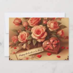 Cartes Pour Fêtes Annuelles Chocolats et fleurs vintage de la Saint-Valentin