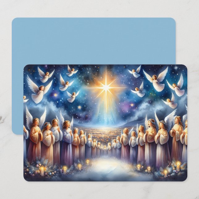 Cartes Pour Fêtes Annuelles Chœur céleste sous l'étoile de Bethléem (Devant / Derrière)