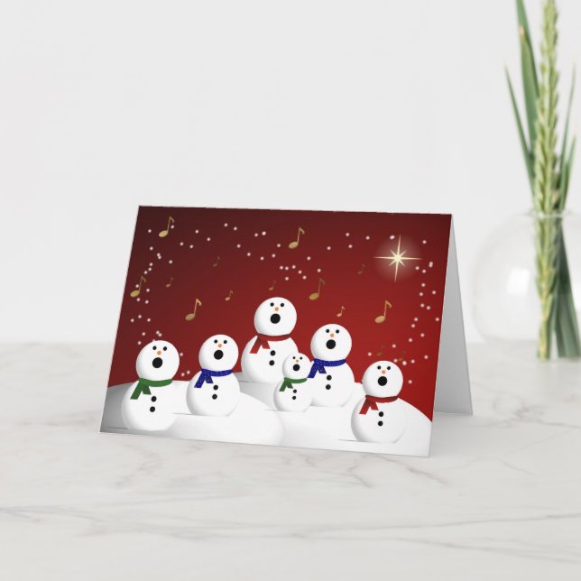 Cartes Pour Fêtes Annuelles Choeur de bonhomme de neige (Devant)