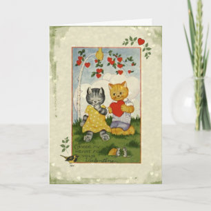 Cartes Pour Fêtes Annuelles Choisissez Mon coeur Vintage Valentine Cats