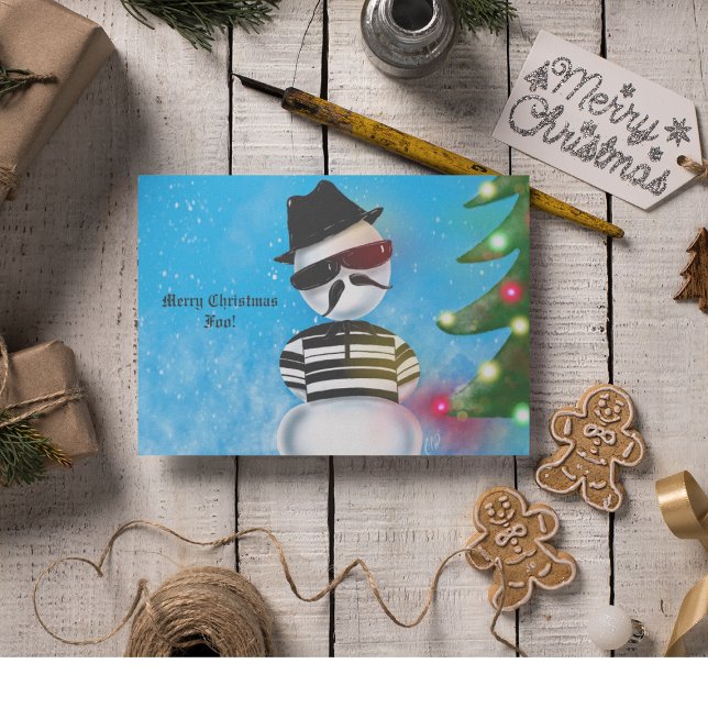 Cartes Pour Fêtes Annuelles Cholo Snowman Foot Noël Lumières Arbre Neige (Créateur téléchargé)