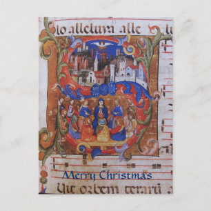 CARTES POUR FÊTES ANNUELLES CHORAL MUSIQUE NOËL PARCHEMENT AVEC DES SAINTS