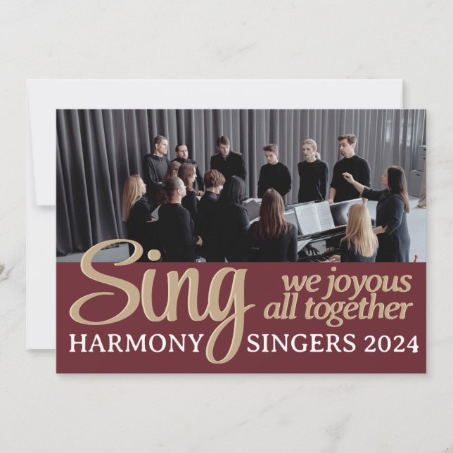 Cartes Pour Fêtes Annuelles Chorale Merry Christmas Singer Musique Photo (Devant)