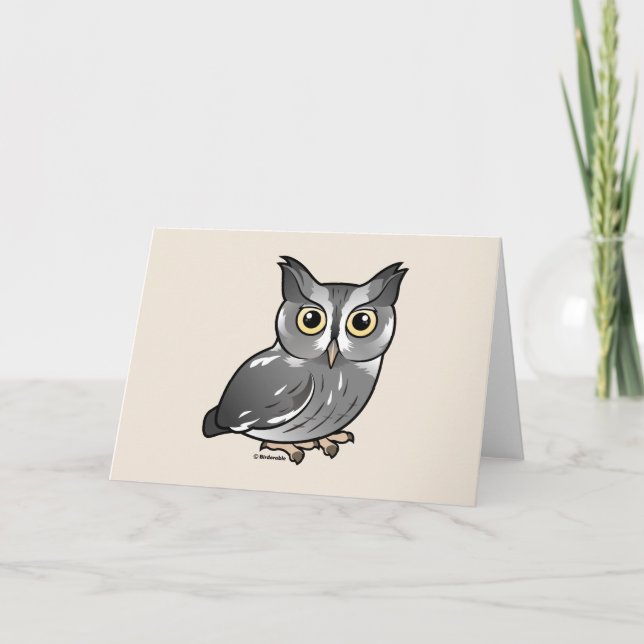 Cartes Pour Fêtes Annuelles Chouette à cris oriental (phase grise) (Devant)