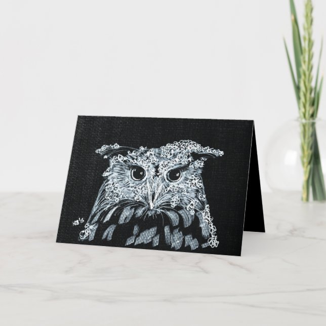 Cartes Pour Fêtes Annuelles Chouette à neige (Devant)
