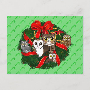 Cartes Pour Fêtes Annuelles Chouette Birdorable Couronne de Noël