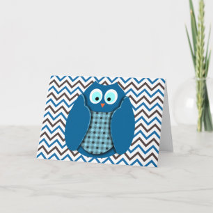 Cartes Pour Fêtes Annuelles Chouette - Bleu avec Pois