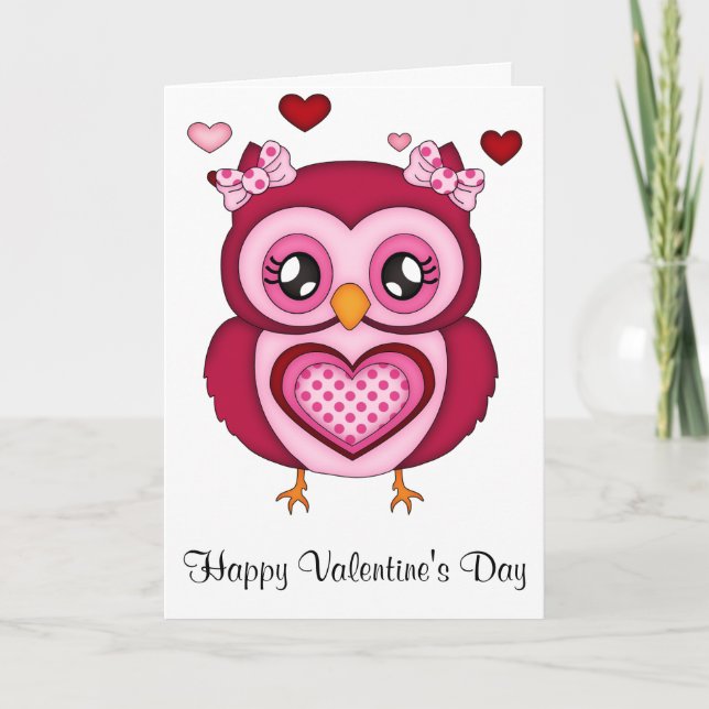Cartes Pour Fêtes Annuelles Chouette de la Saint Valentin (Devant)