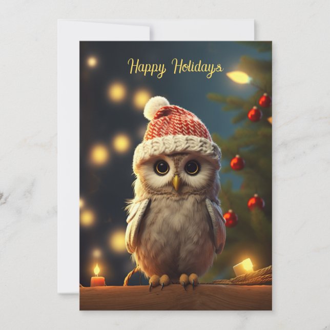 Cartes Pour Fêtes Annuelles Chouette de Noël (Devant)