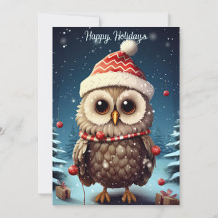 Cartes Pour Fêtes Annuelles Chouette de Noël