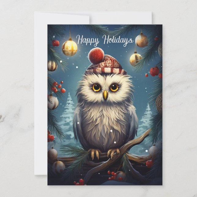 Cartes Pour Fêtes Annuelles Chouette de Noël (Devant)