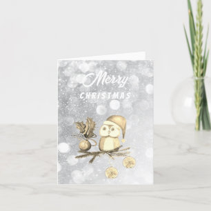 Cartes Pour Fêtes Annuelles Chouette De Noël Avec Branches Et Boules