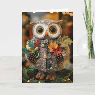 Cartes Pour Fêtes Annuelles Chouette de Noël Crochetée mignonne
