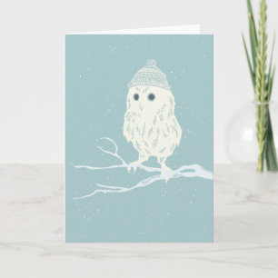Cartes Pour Fêtes Annuelles Chouette de Noël sur branche d'arbre - Noël