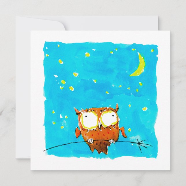 Cartes Pour Fêtes Annuelles Chouette de nuit étoilée (Devant)