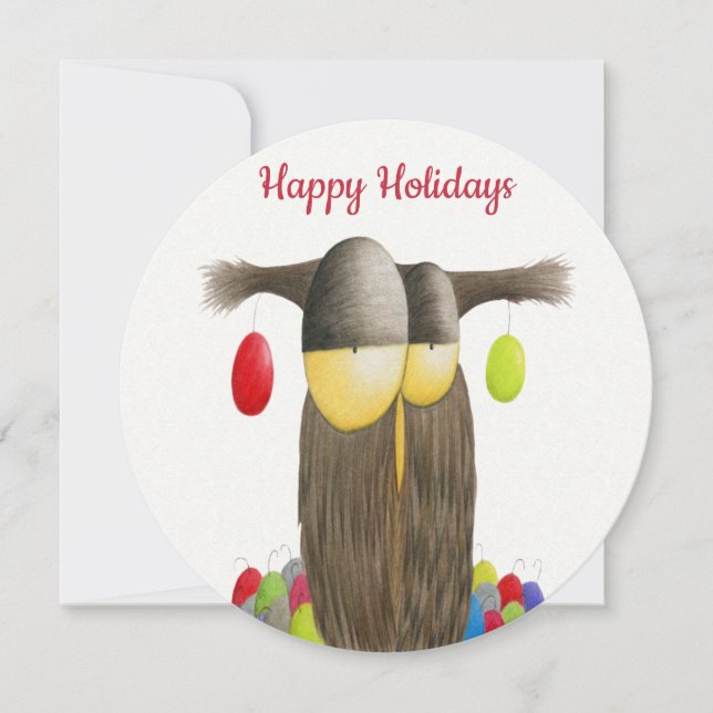 Cartes Pour Fêtes Annuelles Chouette de vacances mignonne (Devant)