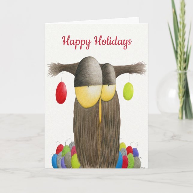 Cartes Pour Fêtes Annuelles Chouette des Fêtes mignonne (Devant)