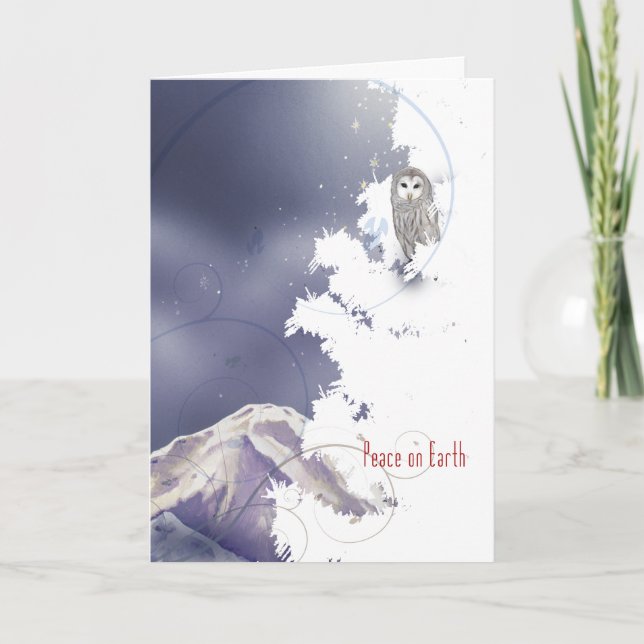 Cartes Pour Fêtes Annuelles Chouette d'hiver X003 (Devant)