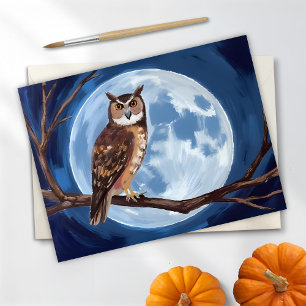 Cartes Pour Fêtes Annuelles Chouette effrayante Halloween pleine lune