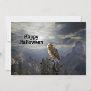 Cartes Pour Fêtes Annuelles Chouette éffrayante Lune Graphique Halloween plat