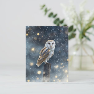 Cartes Pour Fêtes Annuelles Chouette en solstice hivernal neige
