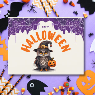Cartes Pour Fêtes Annuelles Chouette Halloween mignonne avec citrouille Joyeux