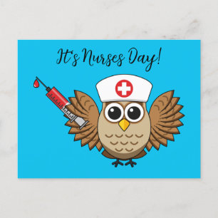 Cartes Pour Fêtes Annuelles Chouette infirmière mignonne avec dessin à la seri
