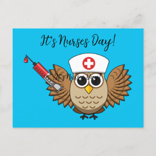 Cartes Pour Fêtes Annuelles Chouette infirmière mignonne avec dessin à la seri