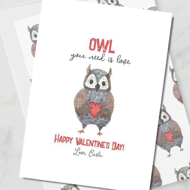 Cartes Pour Fêtes Annuelles Chouette mignonne dont vous avez besoin est l'amou (Créateur téléchargé)