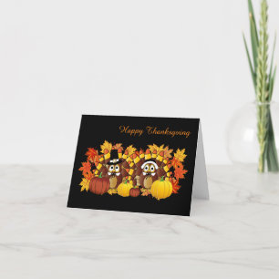 Cartes Pour Fêtes Annuelles Chouette pèlerine aux Bons thanksgivings mignons