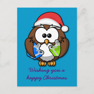 Cartes Pour Fêtes Annuelles Chouette père Noël