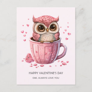 Cartes Pour Fêtes Annuelles Chouette rose mignonne en coupe Saint-Valentin