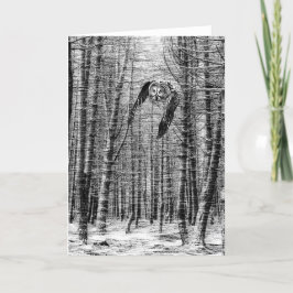 Cartes Pour Fêtes Annuelles Chouette volant dans les bois