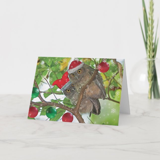 Cartes Pour Fêtes Annuelles Chouettes à cris de l'Ouest Noël (Devant)