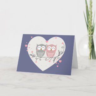 Cartes Pour Fêtes Annuelles Chouettes amoureuses