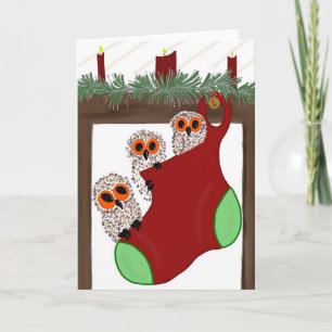 Cartes Pour Fêtes Annuelles Chouettes Dans Votre Stocking