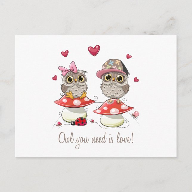 Cartes Pour Fêtes Annuelles Chouettes Heureuses Saintes-Valentin (Devant)