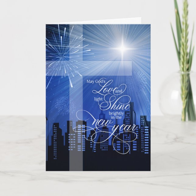 Cartes Pour Fêtes Annuelles Chrétien La Lumière et l'Amour Cityscape Nouvel An (Devant)