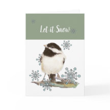 Chrétien Noël Neige mignonne Chickadee Bird