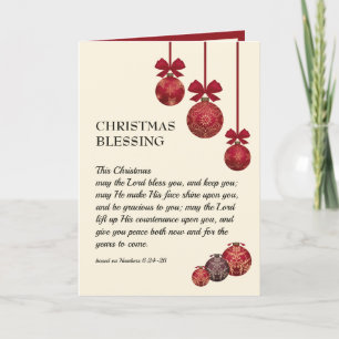 Cartes Pour Fêtes Annuelles chrétien   QUE LE SEIGNEUR VOUS BÉNISSE   Noël