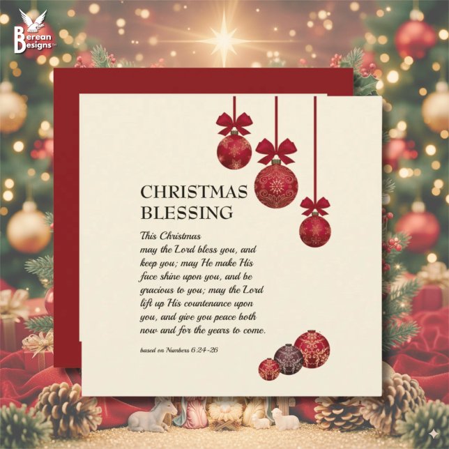 Cartes Pour Fêtes Annuelles chrétien | QUE LE SEIGNEUR VOUS BÉNISSE | Noël (Festive CHRISTMAS BLESSING greeting card based on Numbers 6)