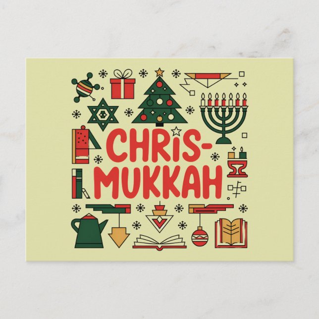 Cartes Pour Fêtes Annuelles Chrismukkah Hanoukka Noël Juif Religieux (Devant)