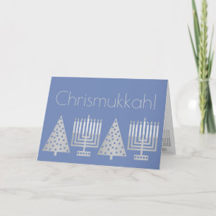 Cartes Pour Fêtes Annuelles Chrismukkah Silver Blue Holiday Ajouter Votre Phot