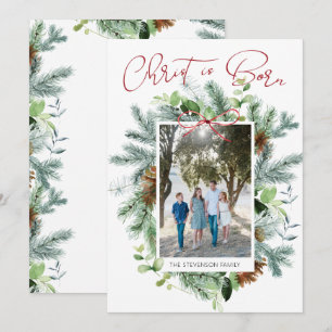 Cartes Pour Fêtes Annuelles Christ est né Photo Hiver Végétation