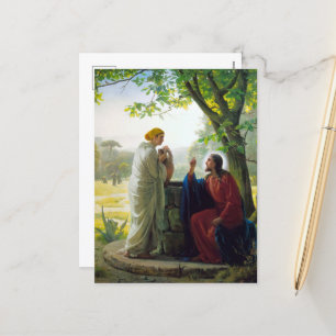 Cartes Pour Fêtes Annuelles Christ et la femme samaritaine par Carl Bloch