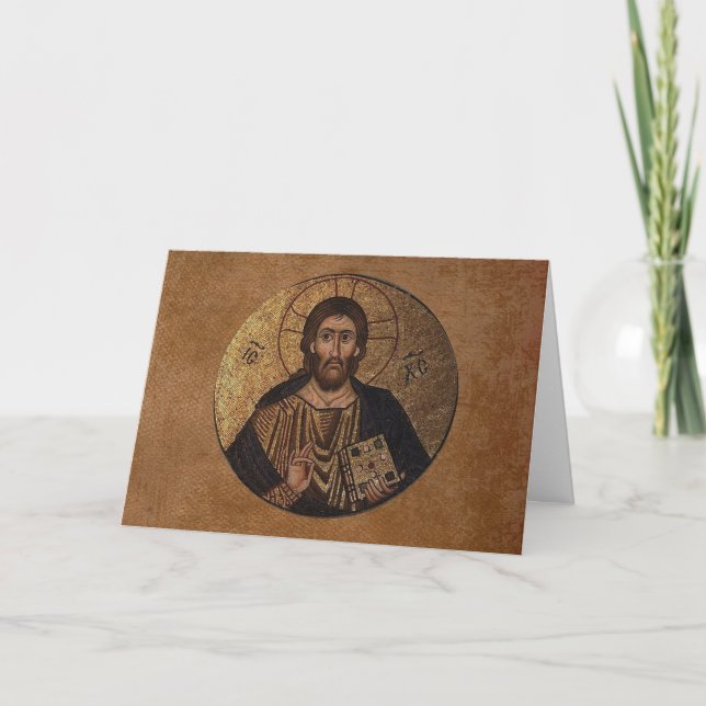 Cartes Pour Fêtes Annuelles Christ Pantocrator mosaïque religieuse (Devant)